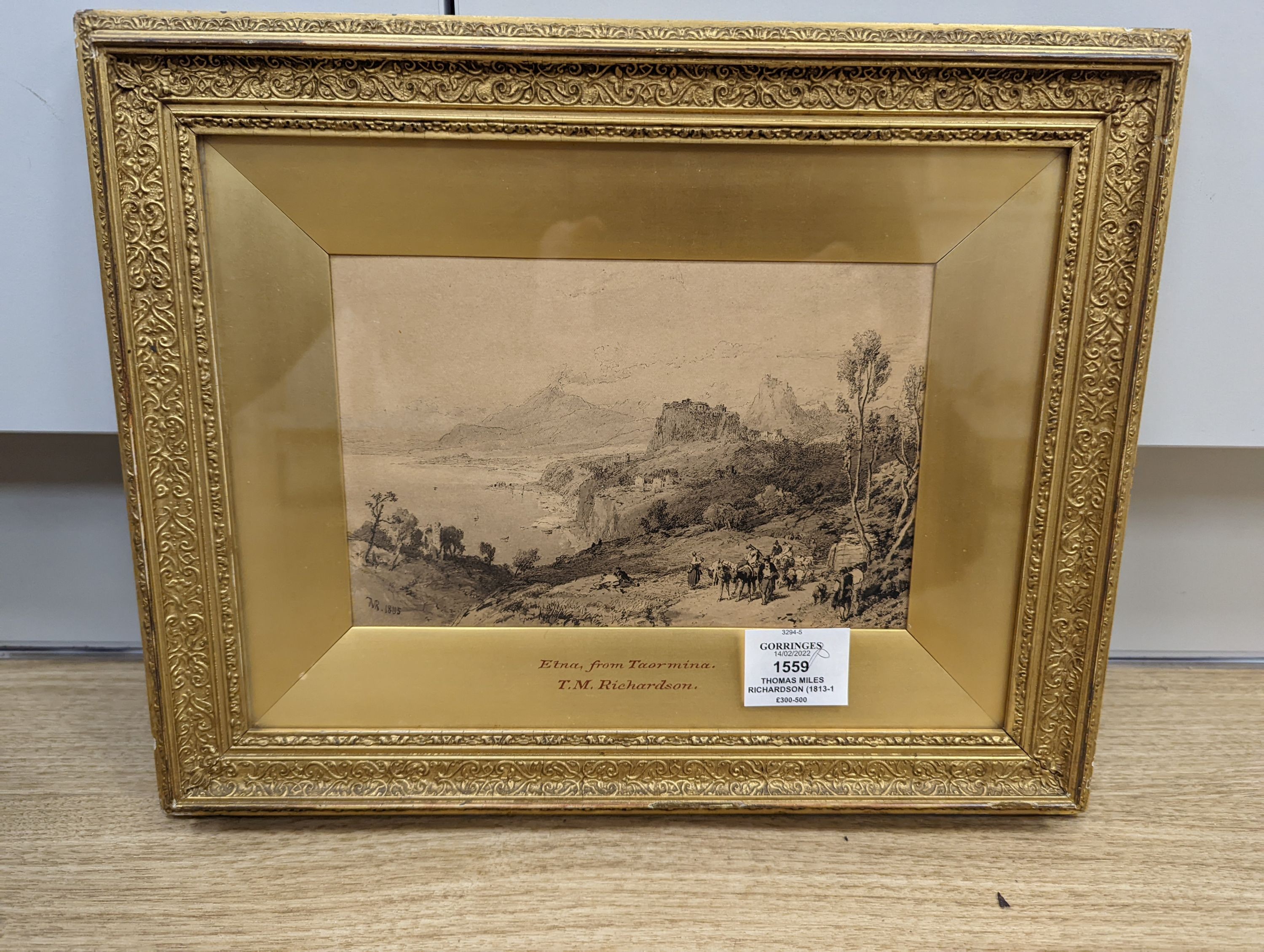 Thomas Miles Richardson (1813-1890), pair of ink and wash drawings, 'Etna from Taormina' and 'Glencoe from Ranoch Moor', initialled and dated 1884/85, 14 x 21cm